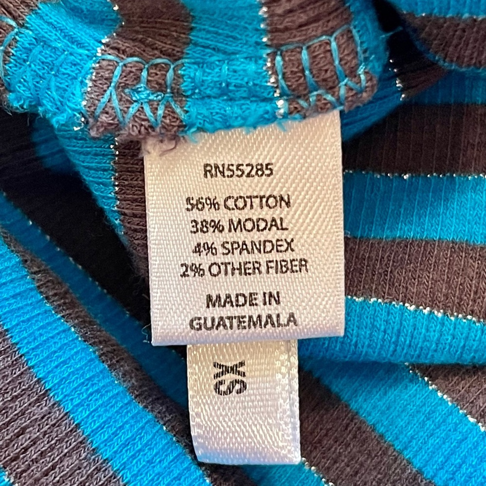 EXPRESS MINI STRIPED RACERBACK TANK DRESS, GREY-BROWN/TEAL, Sz XS. - Picture 4 of 4